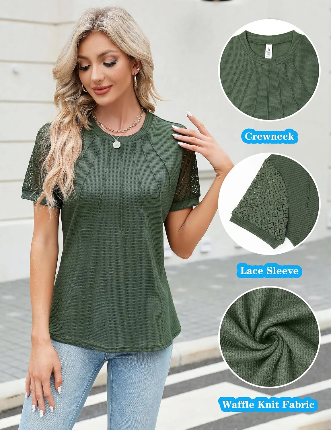 Blooming Jelly Women's Dressy Casual Blouses Business Work Tops Short Sleeve Waffle Knit Shirts 2025 Summer Outfits