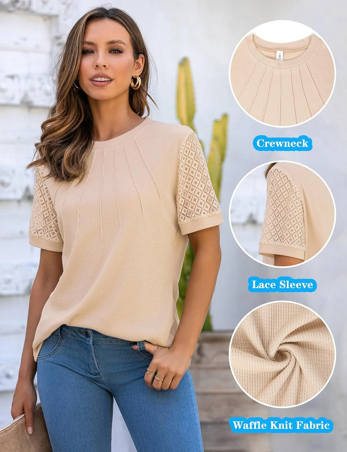 Blooming Jelly Women's Dressy Casual Blouses Business Work Tops Short Sleeve Waffle Knit Shirts 2025 Summer Outfits