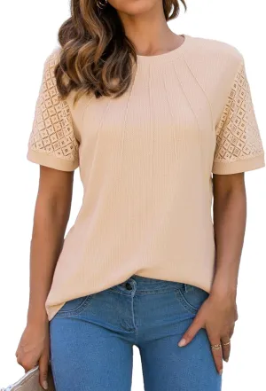 Blooming Jelly Women's Dressy Casual Blouses Business Work Tops Short Sleeve Waffle Knit Shirts 2025 Summer Outfits