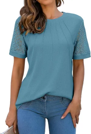 Blooming Jelly Women's Dressy Casual Blouses Business Work Tops Short Sleeve Waffle Knit Shirts 2025 Summer Outfits