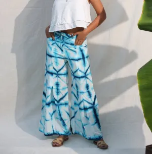 Blue And White Bell Bottom Pants