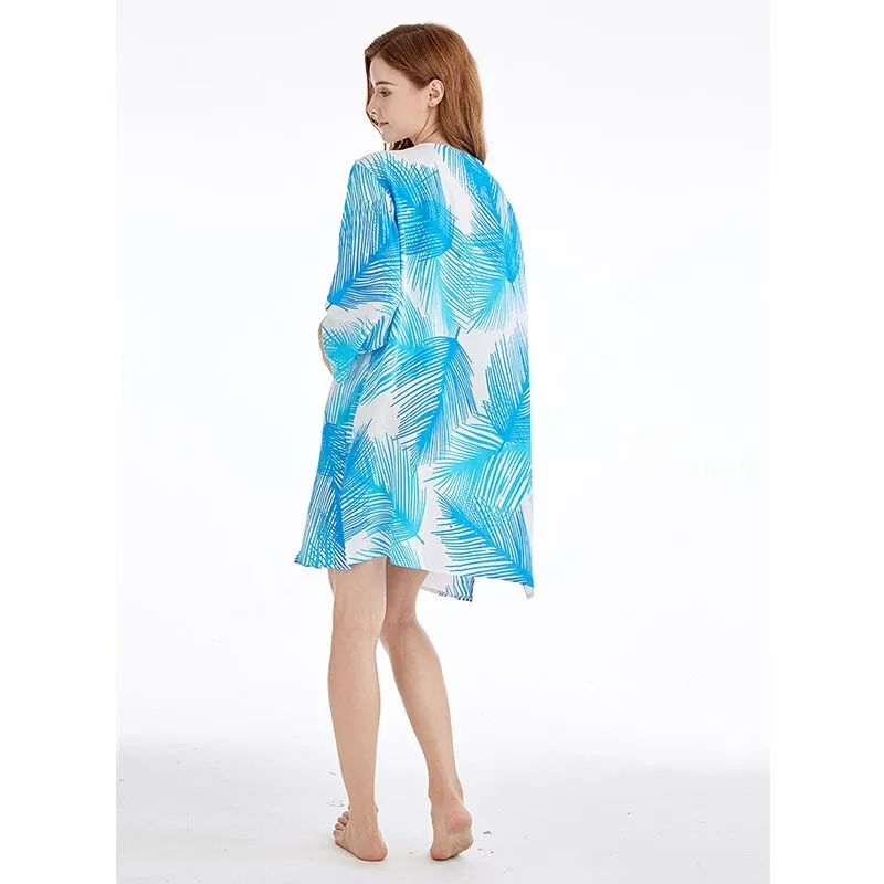 Blue Leaf Cover Up #Beach Dress #Blue
