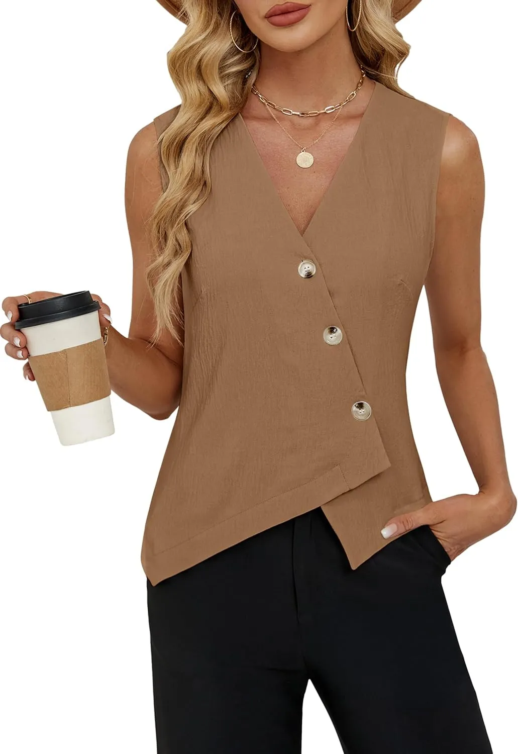 BMJL Womens Summer Tops Dressy Casual Tank Tops Business Casual Outfits Sleeveless Lightweight Work Blazers