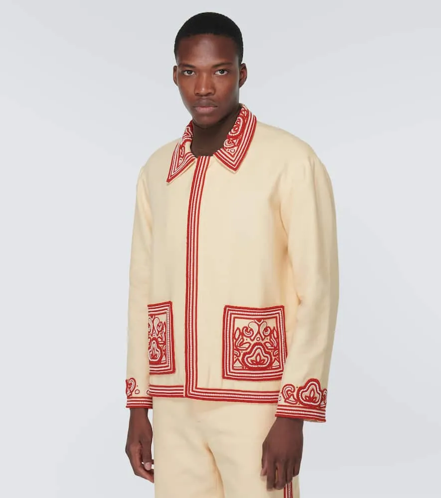 Bode Flora beaded cotton jacket