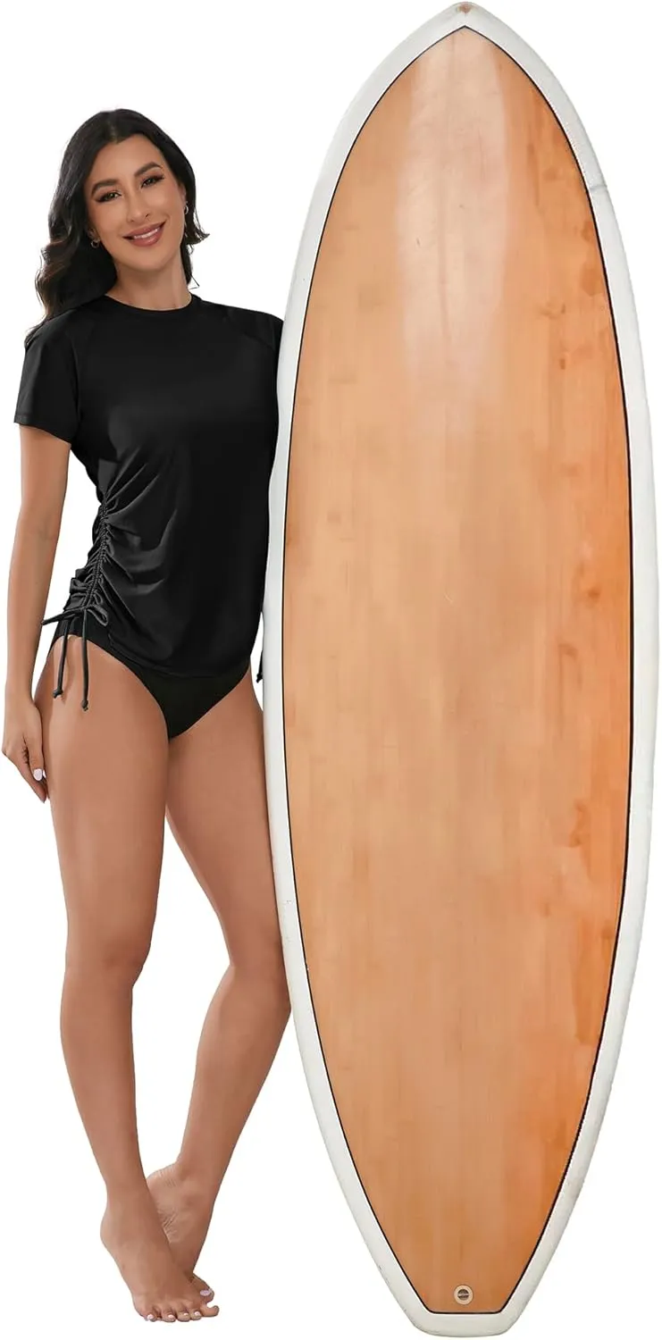 Bonneuitbebe Women's Short Sleeve Rash Guard Shirts UV Protection Swim Shirts UPF 50  Lightweight Adjustable Tie Swimwear
