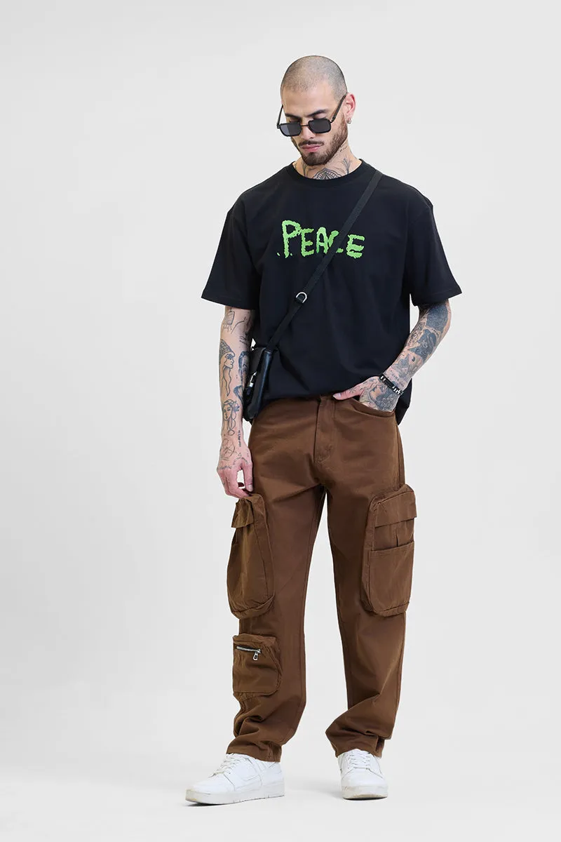 Brown Relaxed Fit Multi-Pocket Cargo Pants