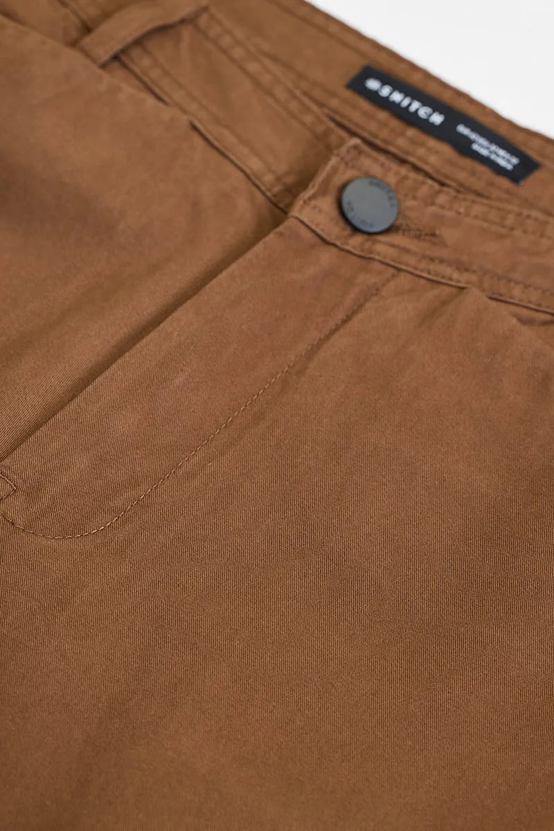 Brown Relaxed Fit Multi-Pocket Cargo Pants