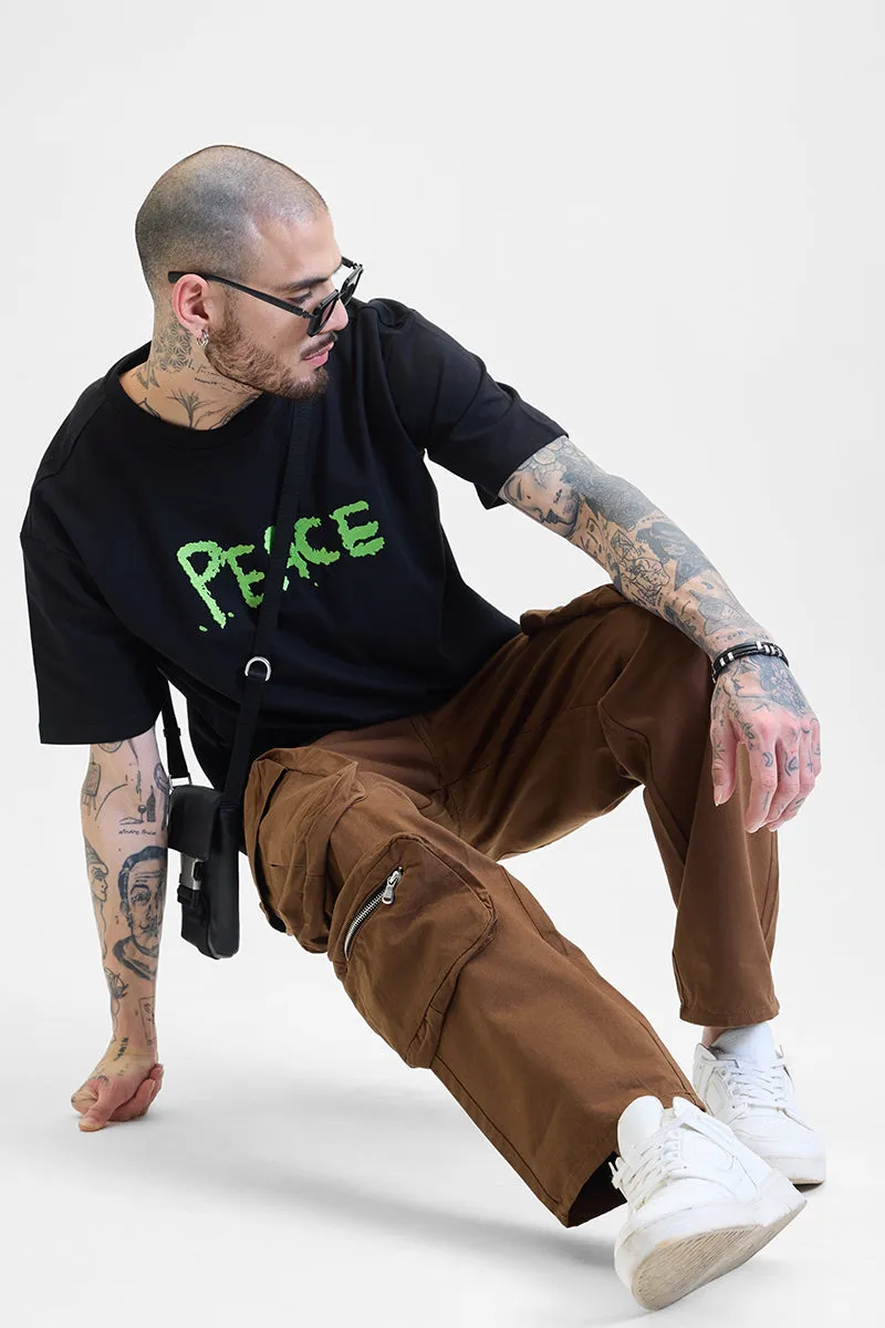 Brown Relaxed Fit Multi-Pocket Cargo Pants