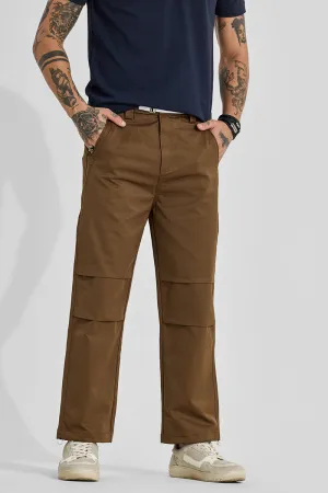 Brown Relaxed Fit Parachute Pants