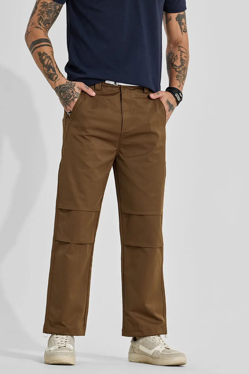 Brown Relaxed Fit Parachute Pants
