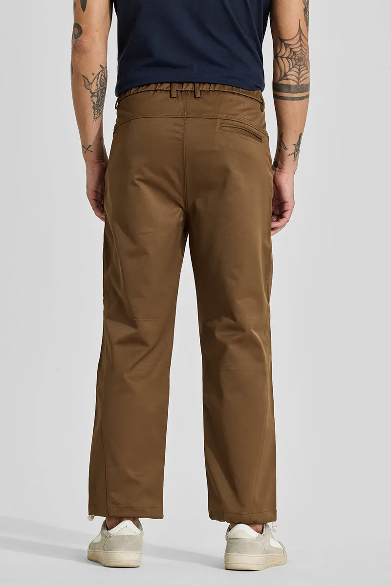 Brown Relaxed Fit Parachute Pants