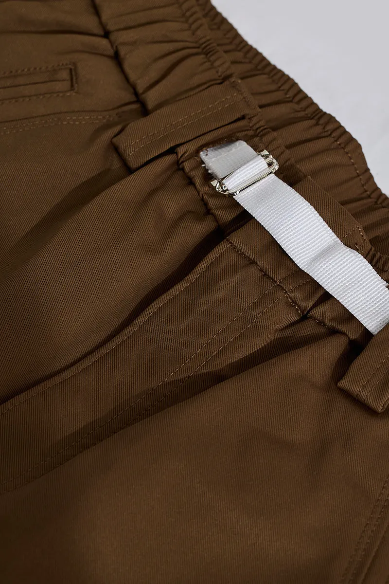 Brown Relaxed Fit Parachute Pants