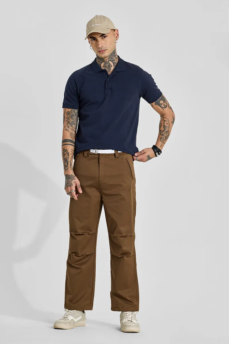 Brown Relaxed Fit Parachute Pants