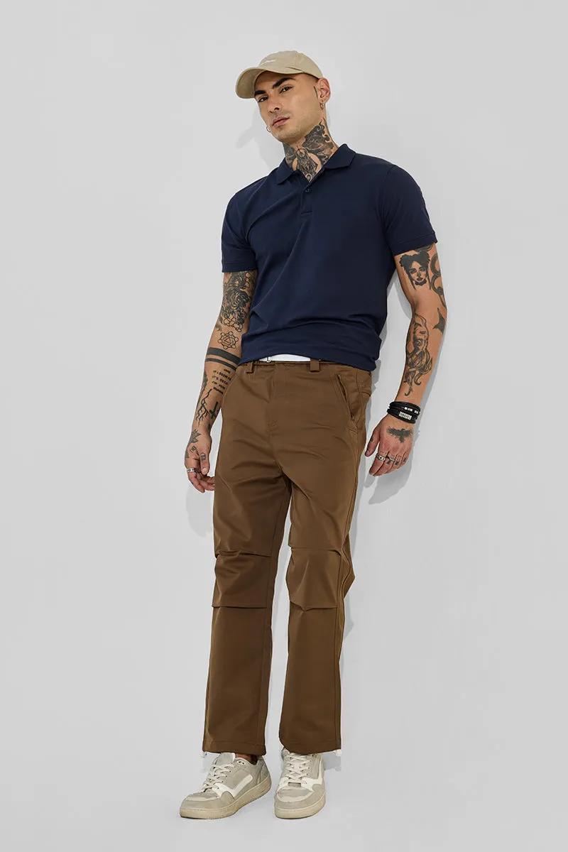 Brown Relaxed Fit Parachute Pants