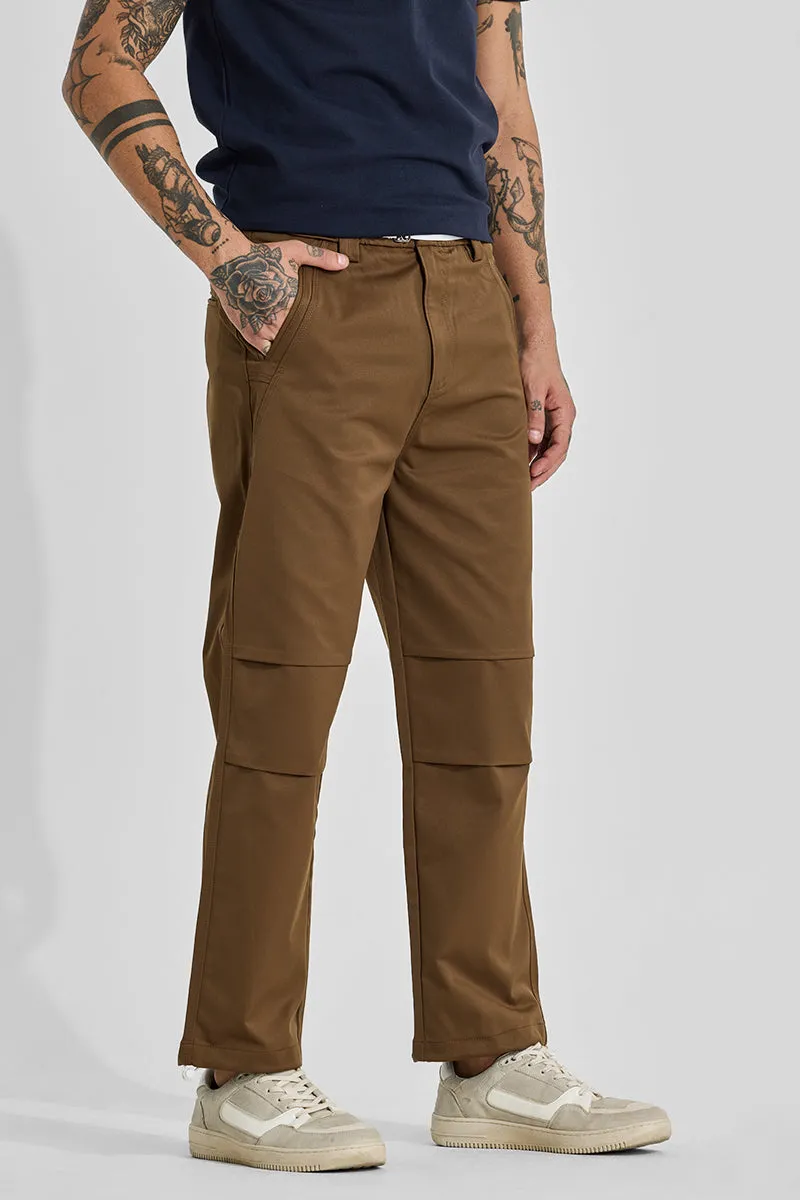 Brown Relaxed Fit Parachute Pants