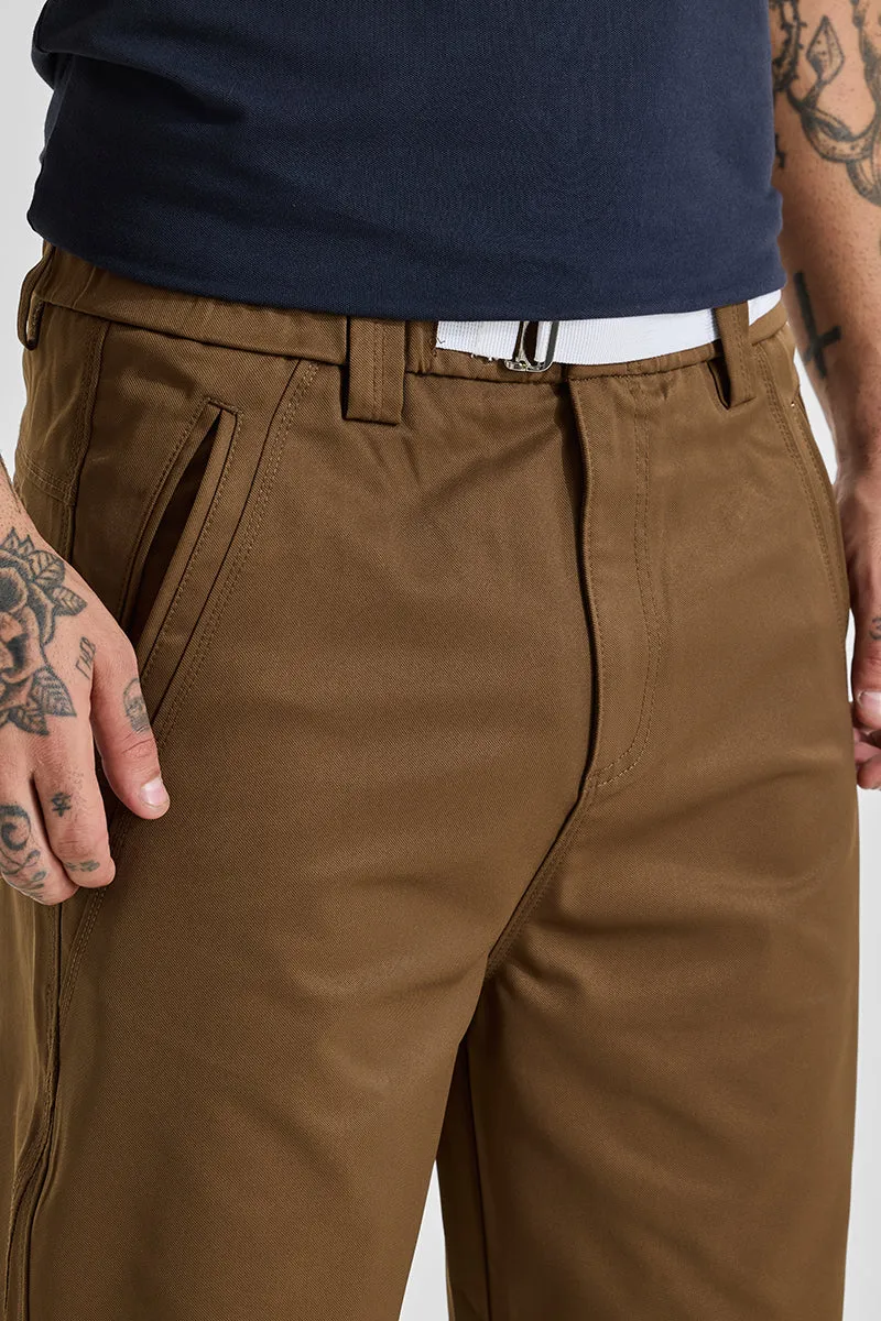 Brown Relaxed Fit Parachute Pants