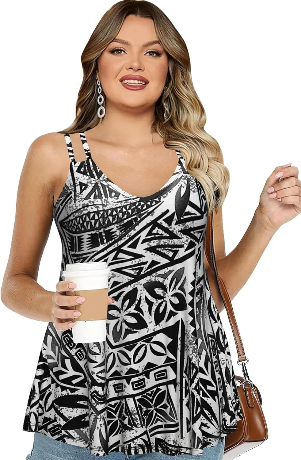 Built in Bra Tank Tops for Women Plus Size Sleeveless Spaghetti Strap Soft Casual Camisole