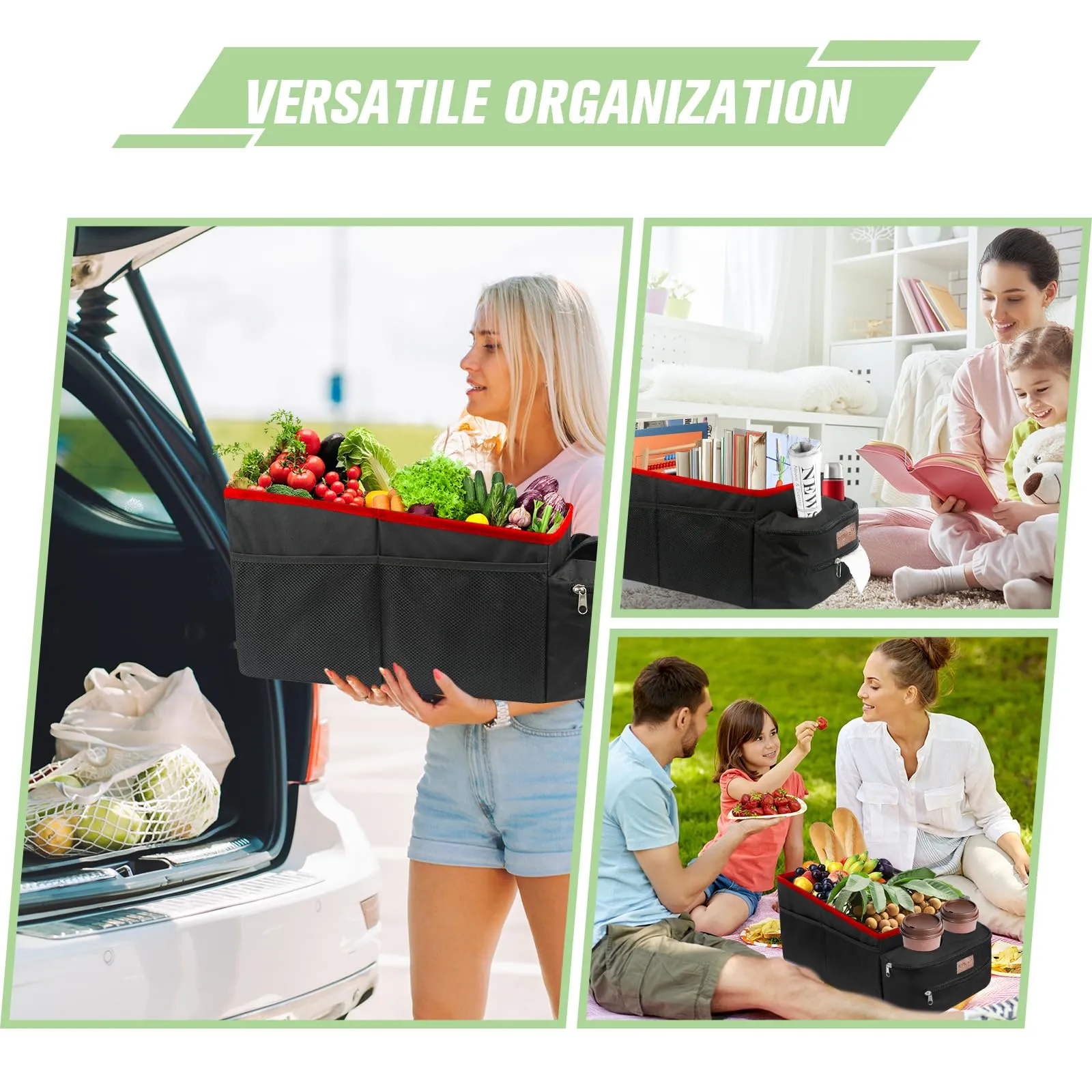 Car Seat Organizer with Cup Holders - Red