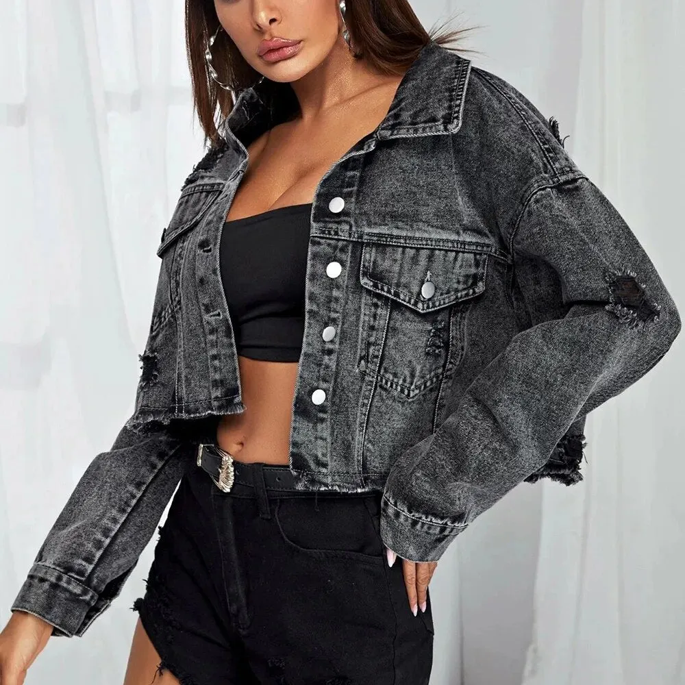 Casual Black Jean Jacket