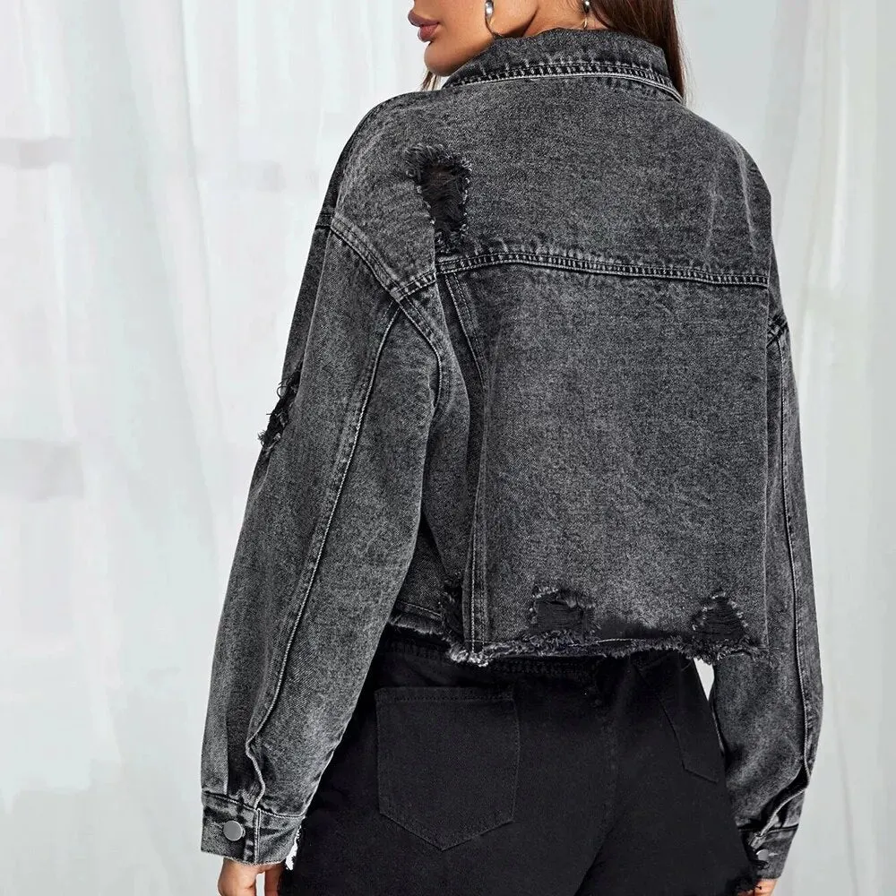 Casual Black Jean Jacket