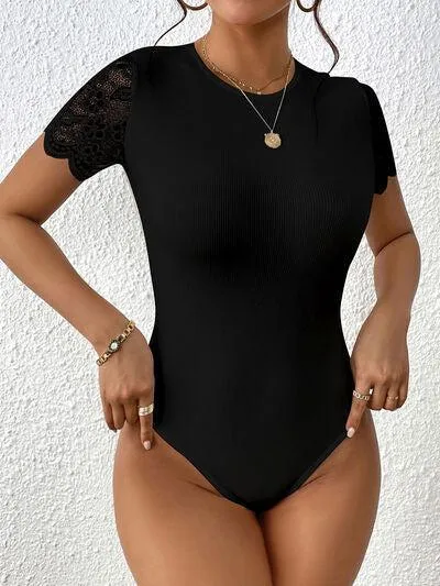 Casual Grandeur Backless Lace Bodysuit