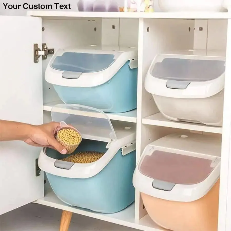 Cats Food Container With Pulley Plastic Dog Feeder Cat Food Storage Boxes