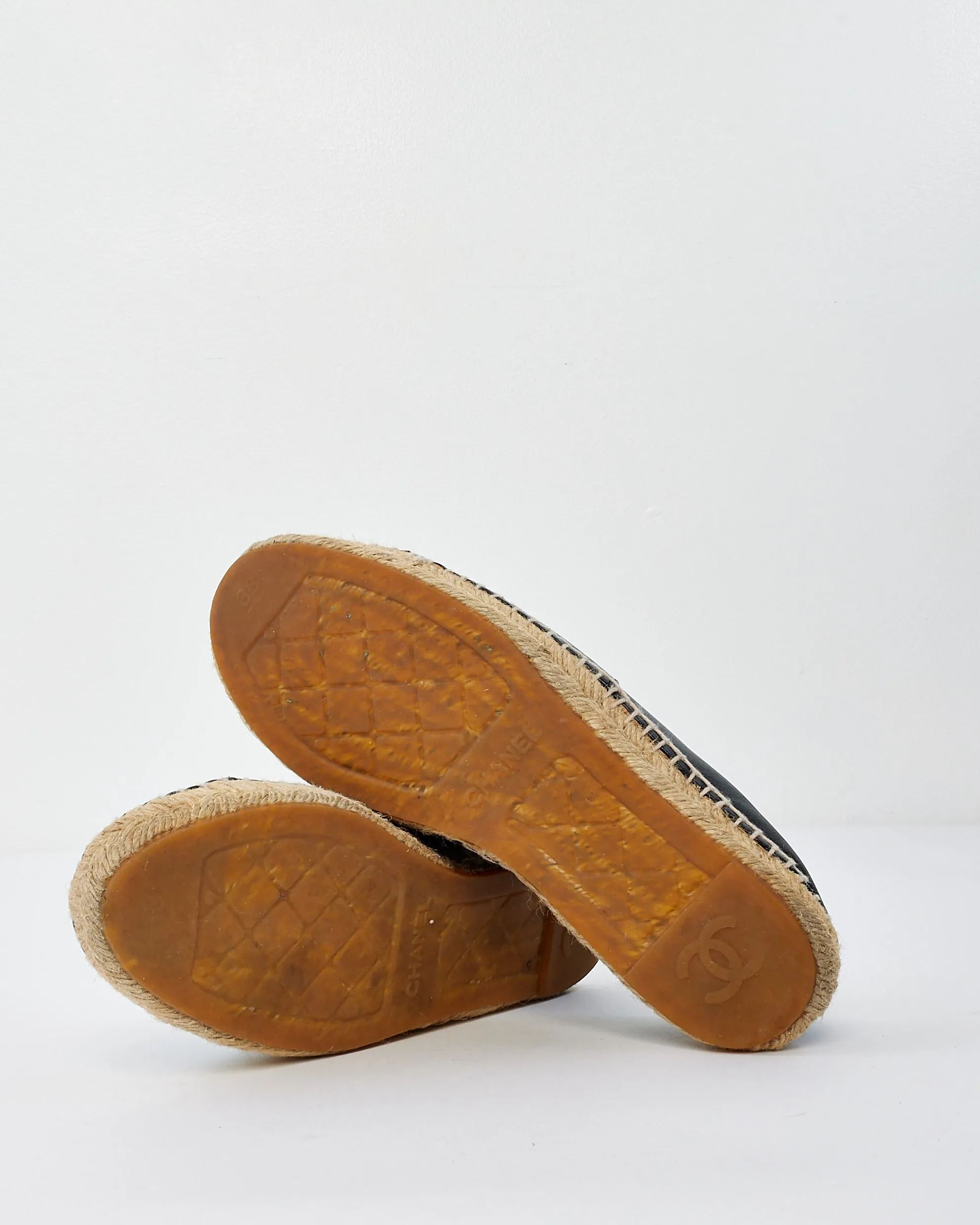 Chanel Black Leather Espadrilles - 38