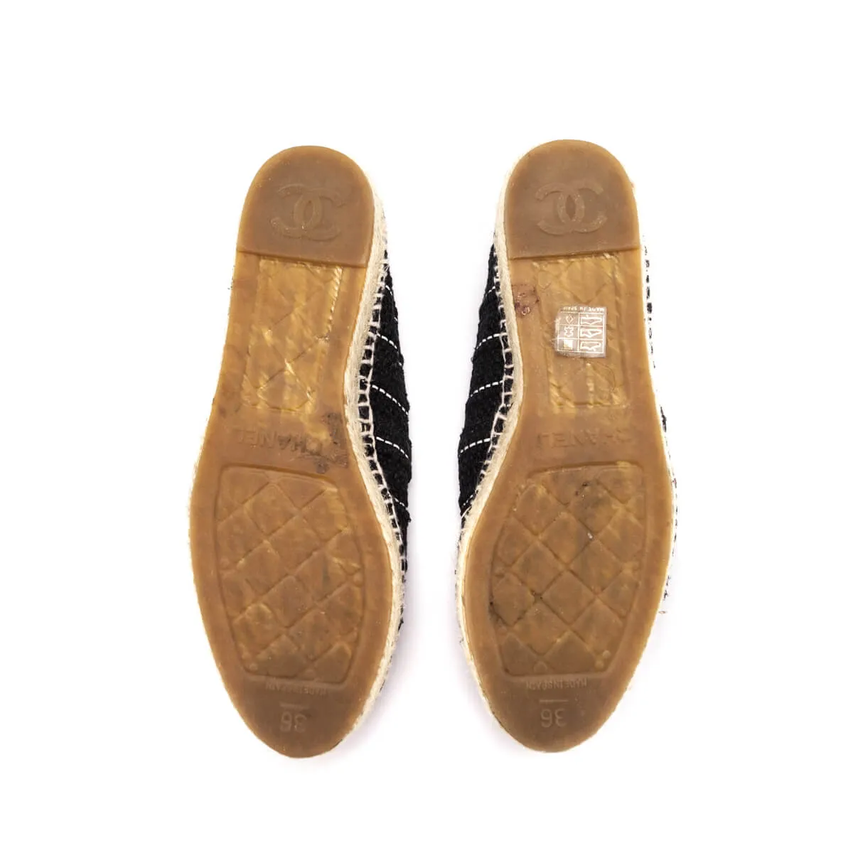Chanel Black Tweed CC Cap Toe Espadrilles Size US 6 | EU 36