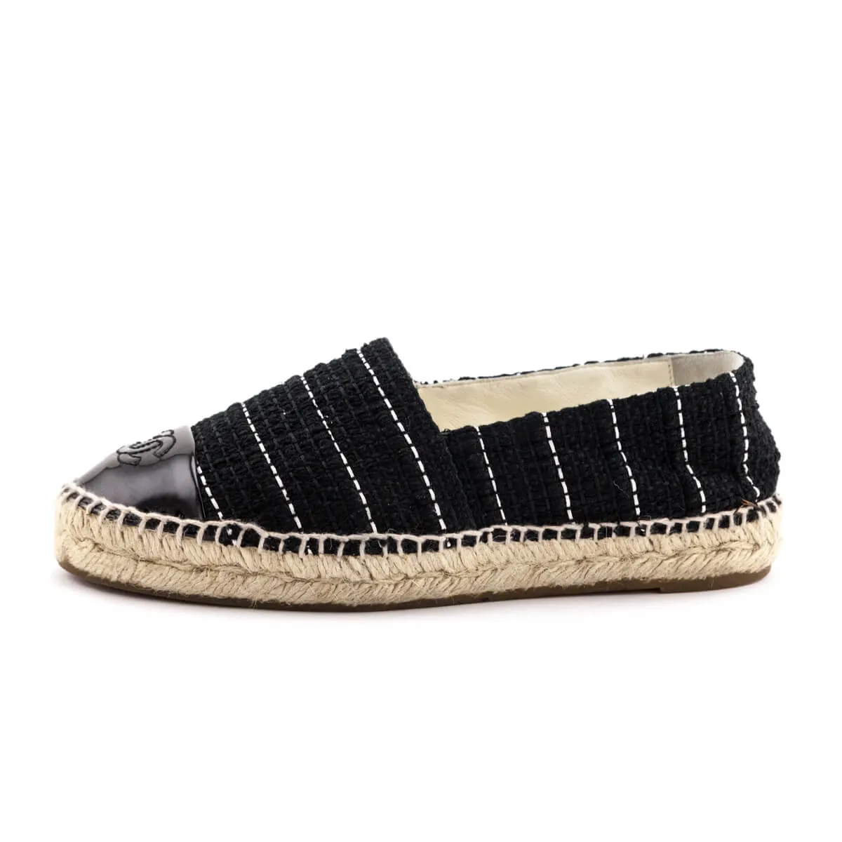Chanel Black Tweed CC Cap Toe Espadrilles Size US 6 | EU 36