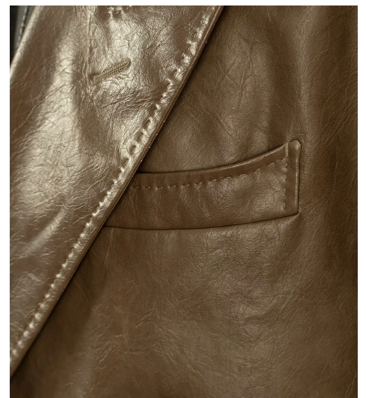 Chesterfield Faux Leather Overcoat