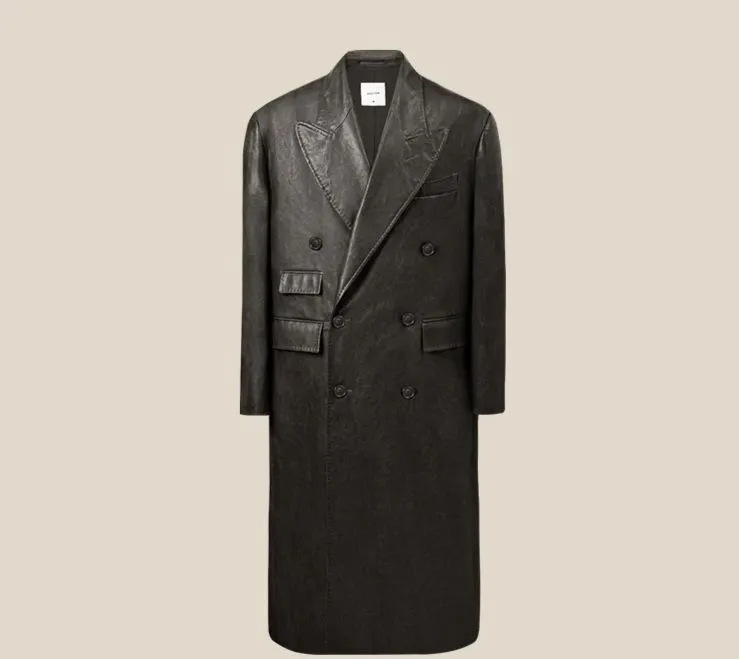 Chesterfield Faux Leather Overcoat
