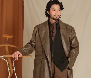 Chesterfield Faux Leather Overcoat