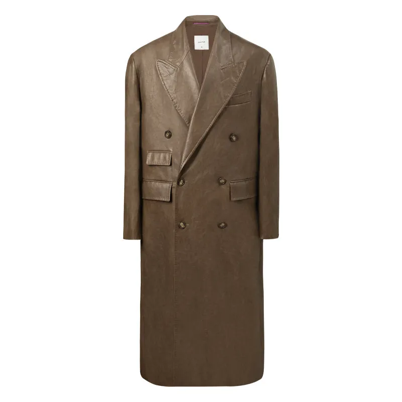 Chesterfield Faux Leather Overcoat