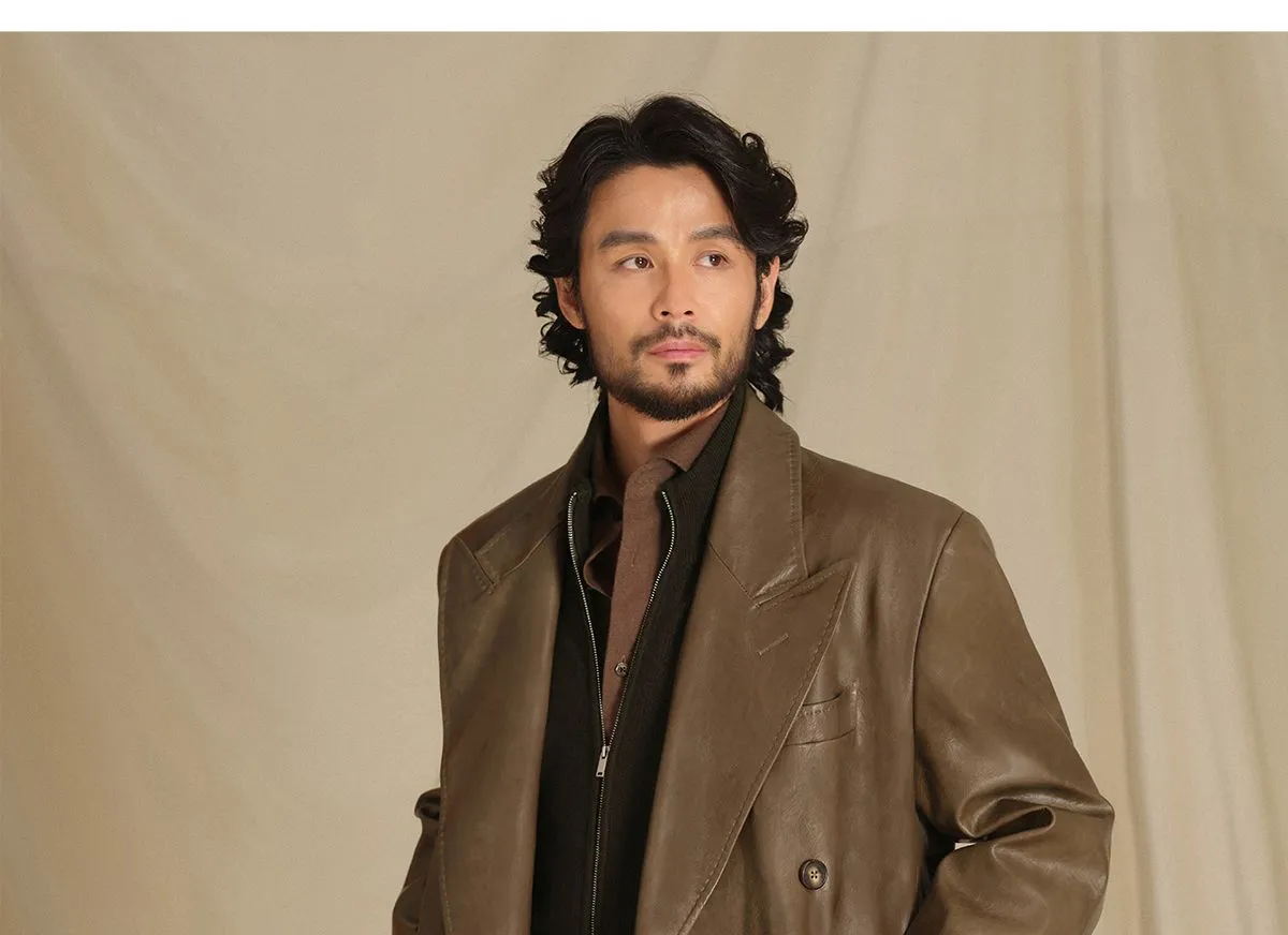 Chesterfield Faux Leather Overcoat