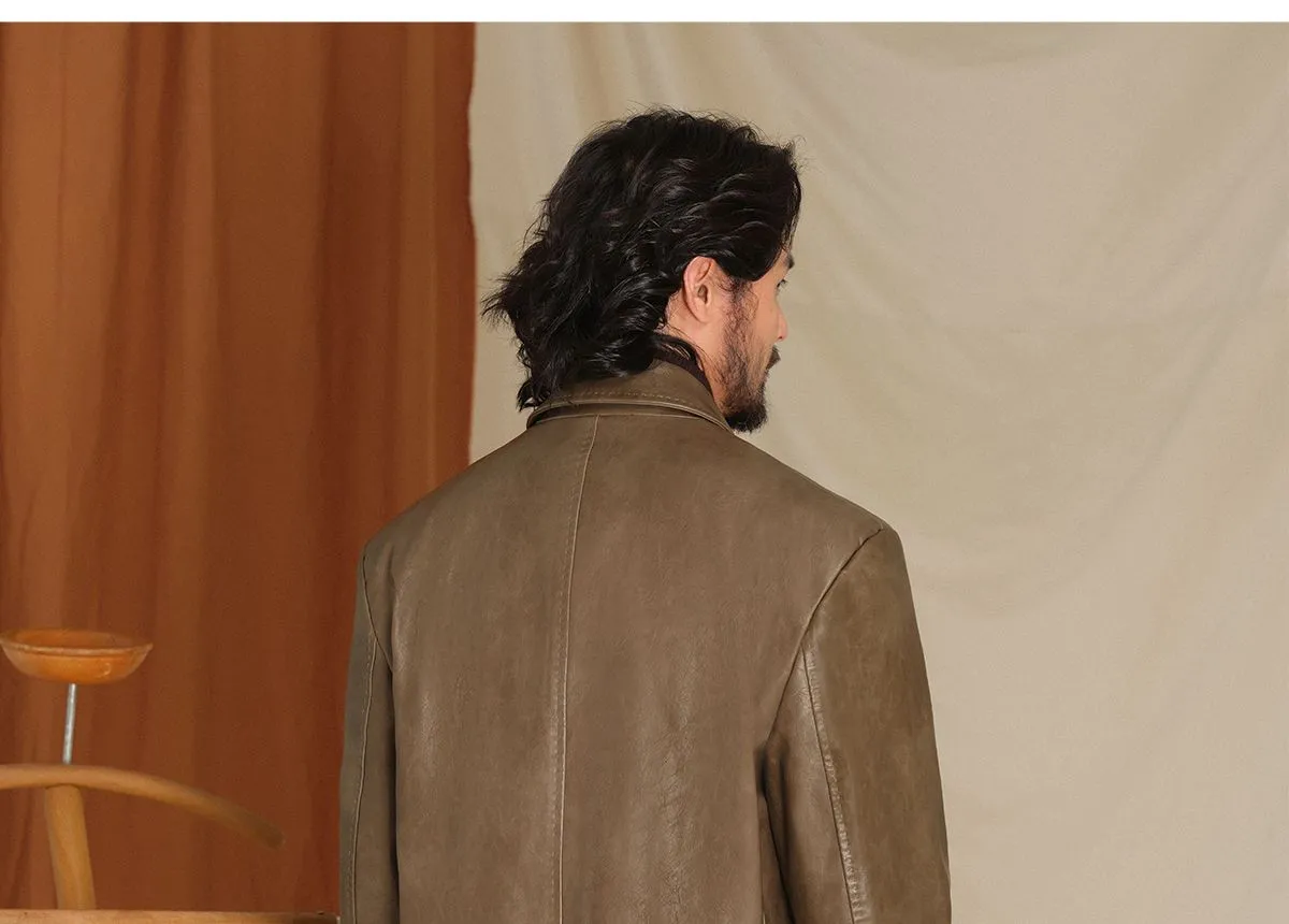 Chesterfield Faux Leather Overcoat