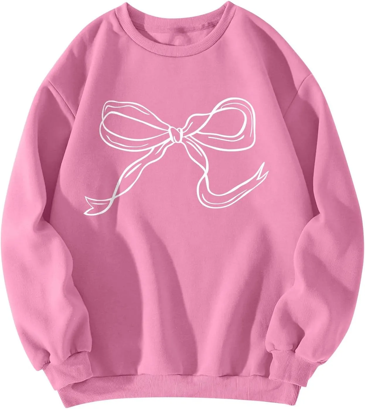 ChicCrate Oversized Crewneck Sweatshirt Women Cute Bow Graphic Sweatshirts Long Sleeve Pullover Bow Sweater Y2k Tops