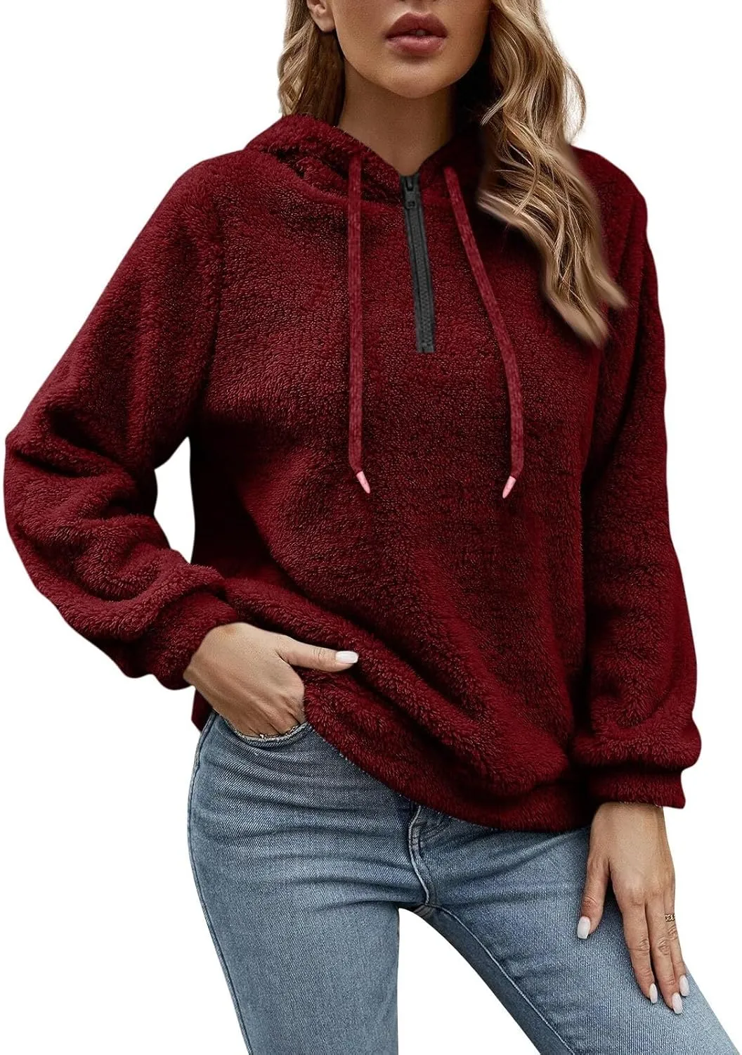 ChicCrate Womens Oversized Sherpa Pullover Hoodie Fuzzy Fleece Sweatshirt Trendy Comfrt Casual Fluffy Hoodies