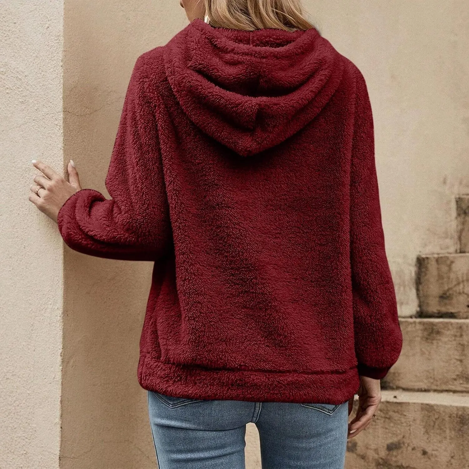 ChicCrate Womens Oversized Sherpa Pullover Hoodie Fuzzy Fleece Sweatshirt Trendy Comfrt Casual Fluffy Hoodies