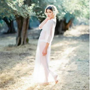 Chiffon Lace Collar Beach Gown #Lace #Chiffon