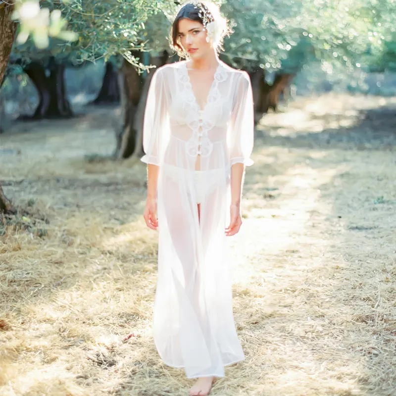 Chiffon Lace Collar Beach Gown #Lace #Chiffon