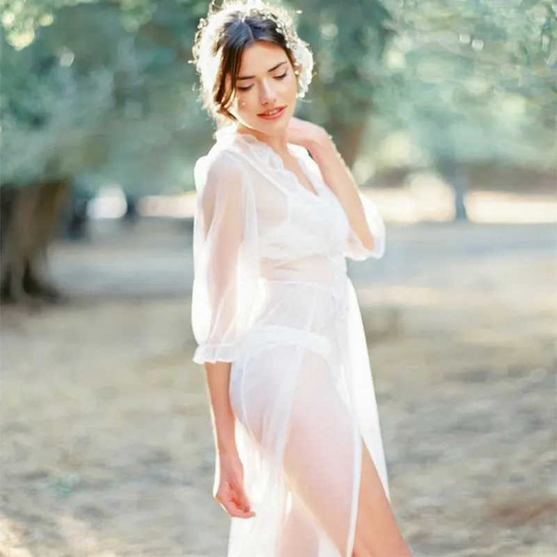 Chiffon Lace Collar Beach Gown #Lace #Chiffon