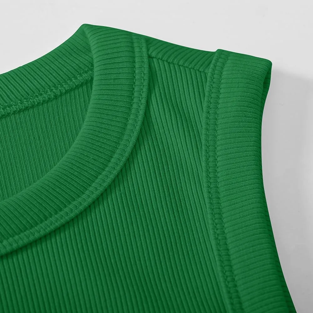 Chulianyouhuo Women's Ribbed Knit Tank Tops Crewneck Sleeveless Slim Fitted Shirts Summer Casual Basic Tanks Tee Shirts