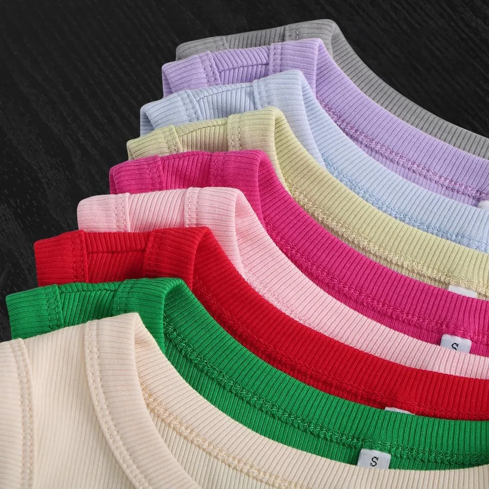 Chulianyouhuo Women's Ribbed Knit Tank Tops Crewneck Sleeveless Slim Fitted Shirts Summer Casual Basic Tanks Tee Shirts