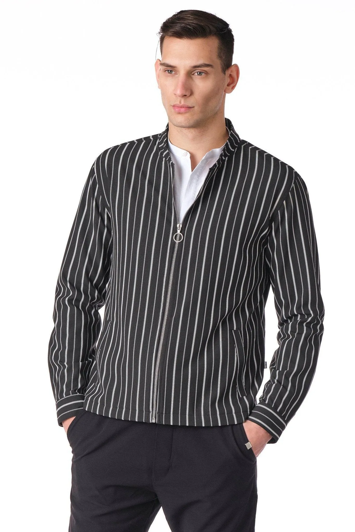 City Zip Shell Jacket - Striped