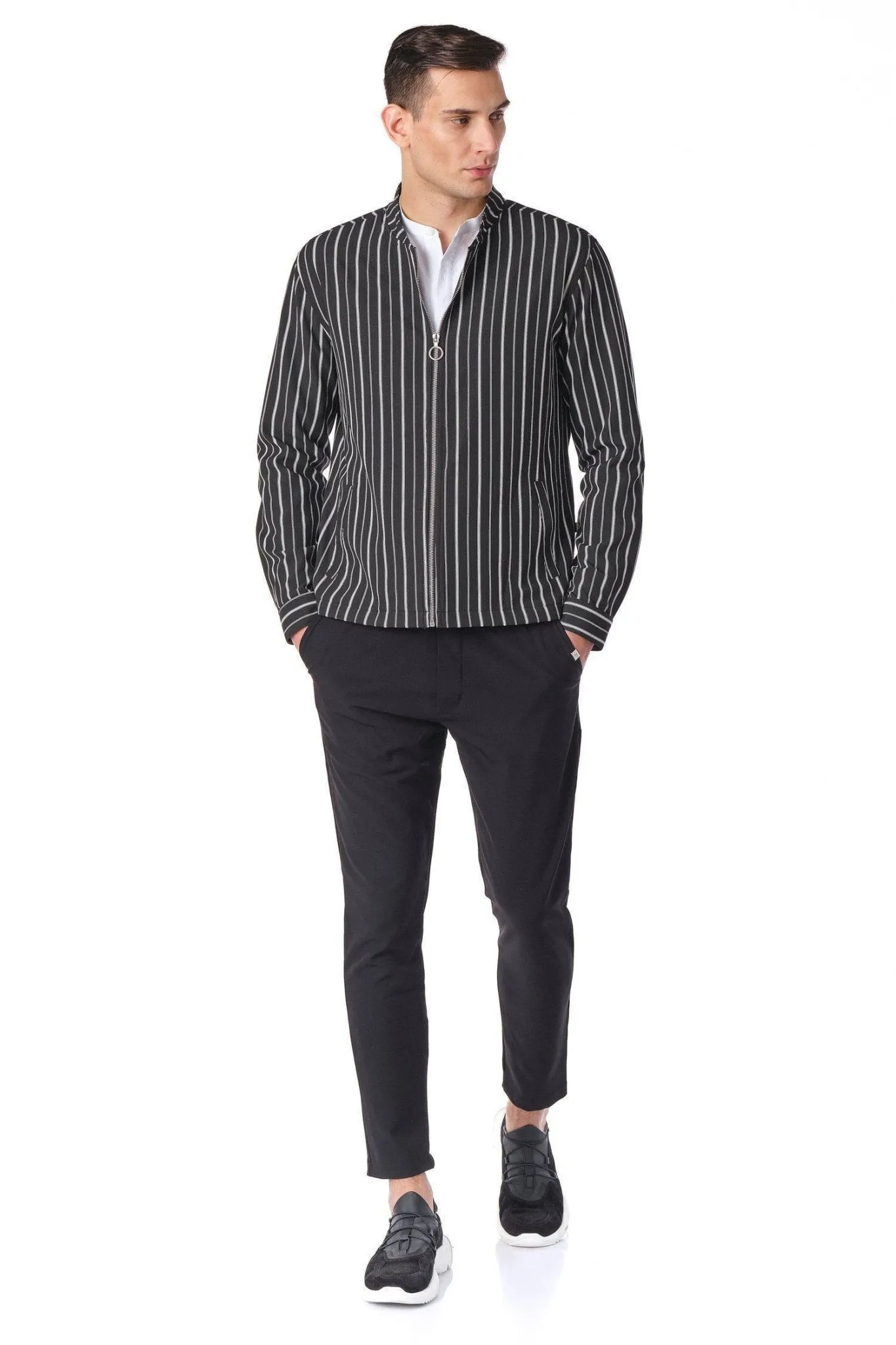 City Zip Shell Jacket - Striped