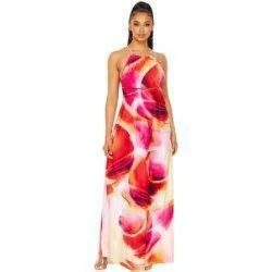 Clara Sleeveless Halter Maxi Dress-Fuchsia