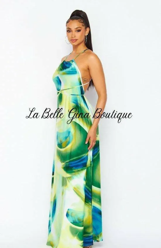 Clara Sleeveless Halter Maxi Dress-Fuchsia