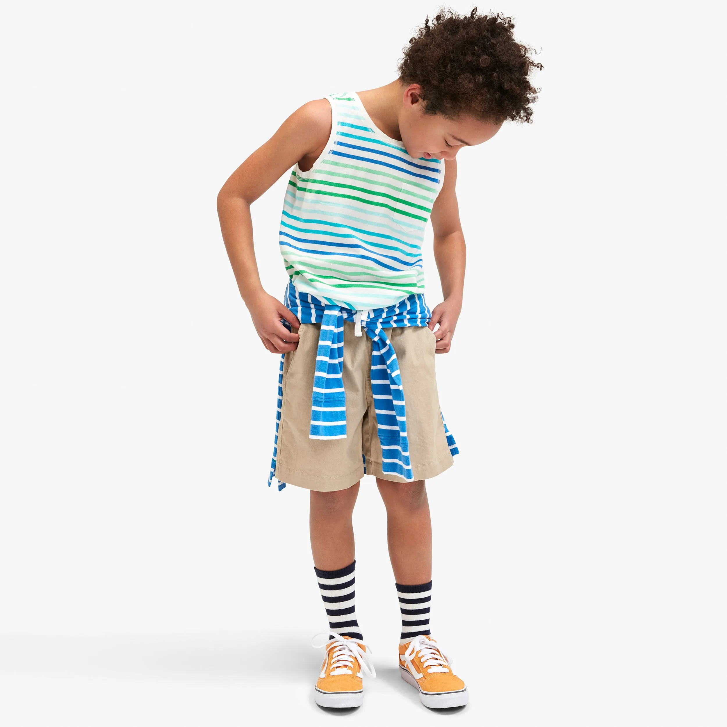 Clearance kids pocket tank in tonal stripes