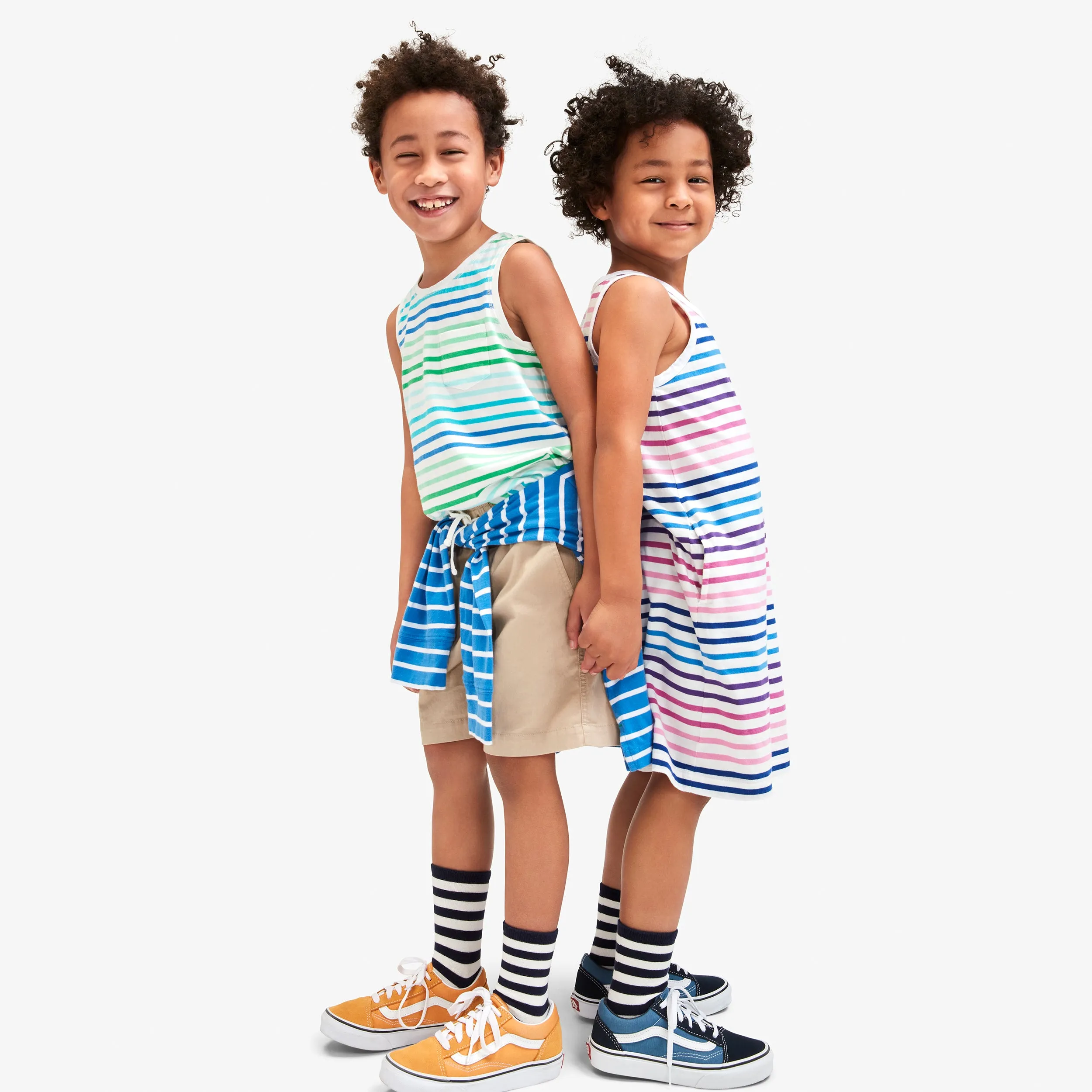 Clearance kids pocket tank in tonal stripes