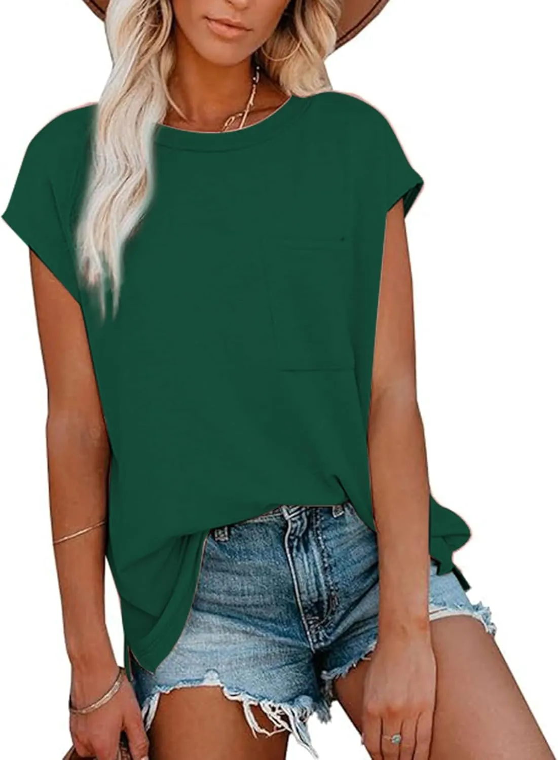 CNFUFEN Long/Short Sleeve T Shirts for Women Fashion Casual Fall/Summer Lightweight Solid Trendy Tops